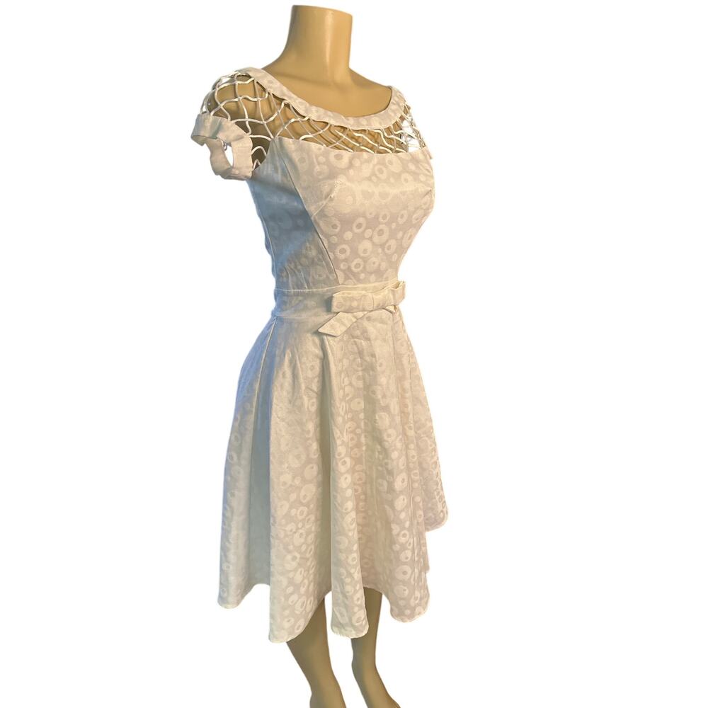 Women S Tatyana Alika Pinup Rockabilly Circle White Wedding Dress Retro Lattice